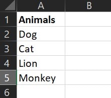 Entries for Drop-down in Excel