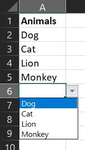Excel Drop-down Selection
