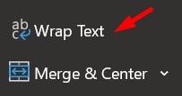 Wrap Text Button in Excel
